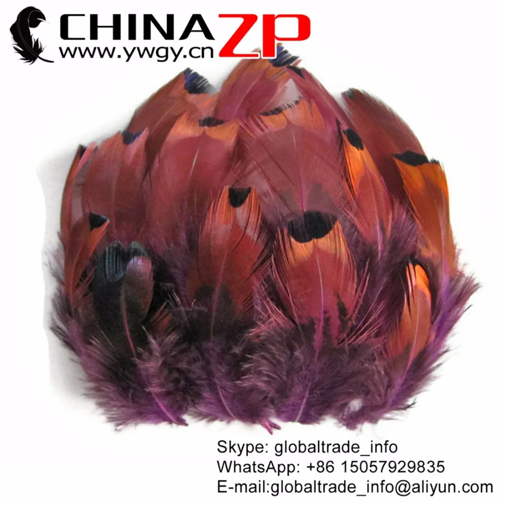 

CHINAZP 200pcs/lot Selected Prime Quality Dyed Purple Natural Golden Yellow Beautiful Ringneck Loose Pheasant Feathers