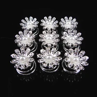 12 pcs new silver flower crystal rhinestone pearl bridal hair twists spins pins
