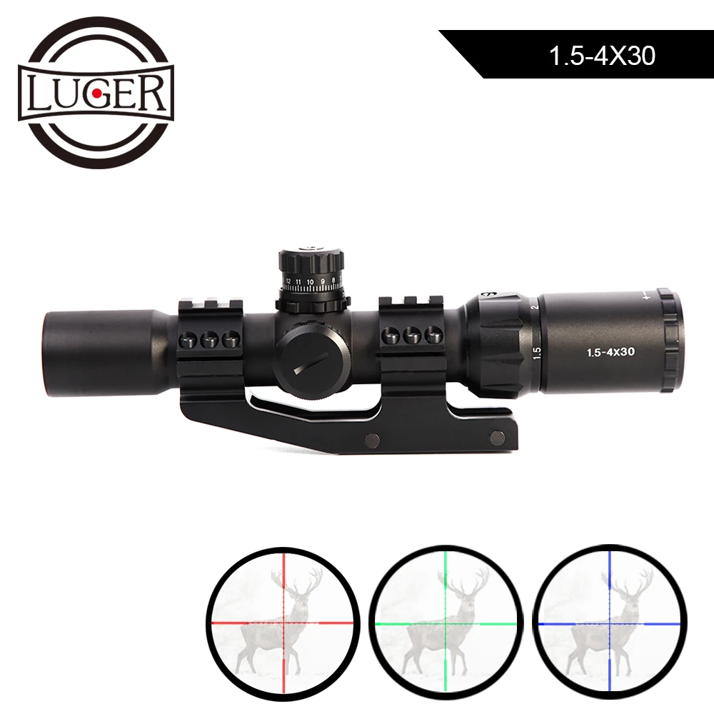 Оптический прицел LUGER 1 5 4x30 тактический оптический с подсветкой RGB сетка мил дот