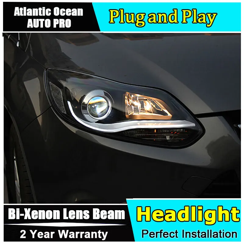 Автостайлинг для 2012 2014 Ford Focus светодиодный фары Новый Focus3 DRL Объектив двойной луч