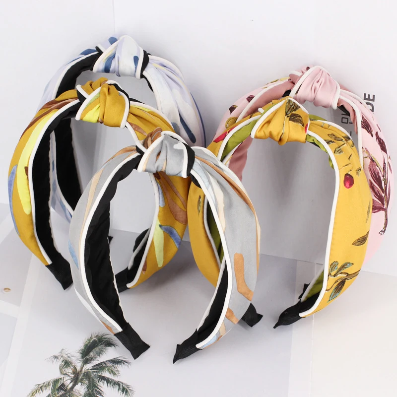 

Fashion Floral Printed Fabric Knot Turban Headband for Women Ladies Hairbands Headdress Headwear Head Hoop Hair Accessories