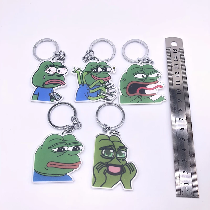 Зеленая лягушка Pepe, брелок для ключей, на ощупь, плохой человек, брелок для ключей, для мужчин и женщин, на ощупь, хороший человек, поп-культура, лягушка, ювелирное изделие, брелок