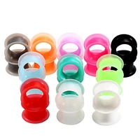 2pcslot silicone colorful hollow ear tunnel plug flexible double flared ear gauge expander piercing for unisex jewelry 3 25mm