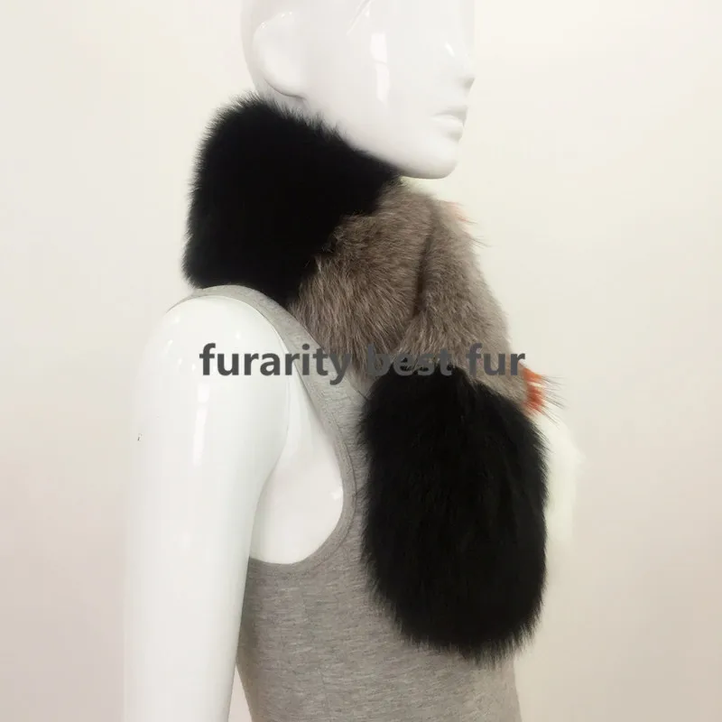 SF0245 New Arrival Women Real fox Fur Collar Scarf Fashion Womens Natural Design Scarves Girls Neck Warmer Black Stole |