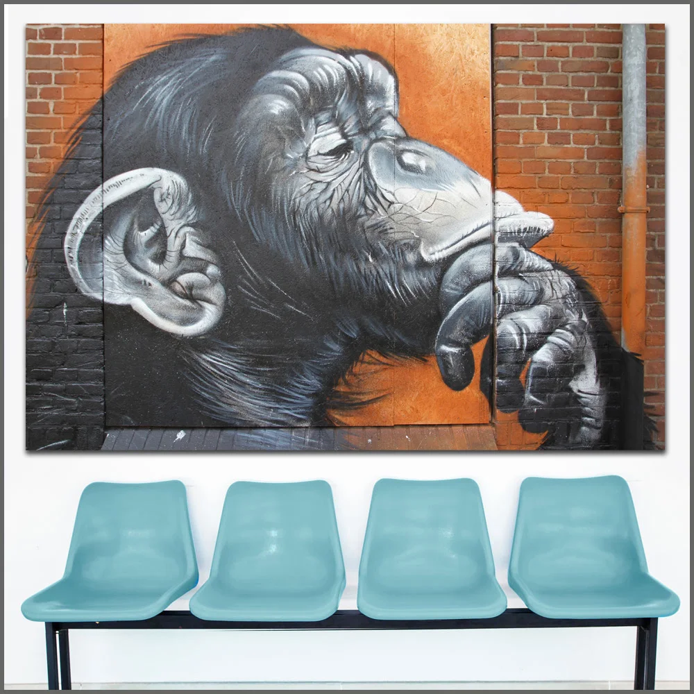 

Wall Art painting Modern Colorful Animal Oil Painting Vivid Colors Abstract Animal Street Graffiti A thinker no frame WLONG