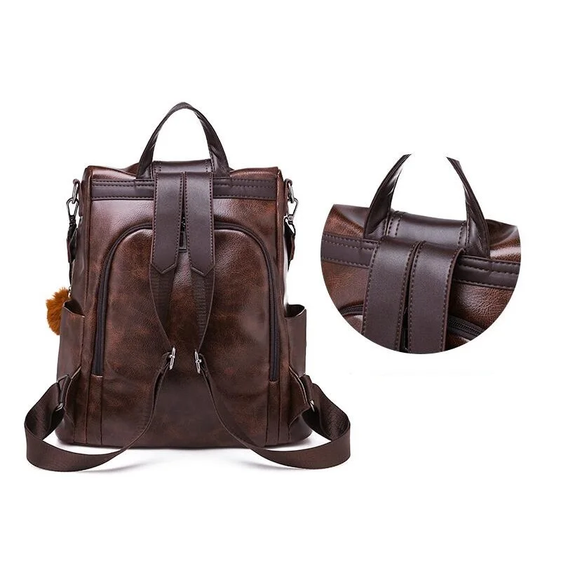 

Backpack Female PU Leather Korean Version of The Wild Tide Fashion Student Bag Travel Convenient Large-capacity Backpack JMD458