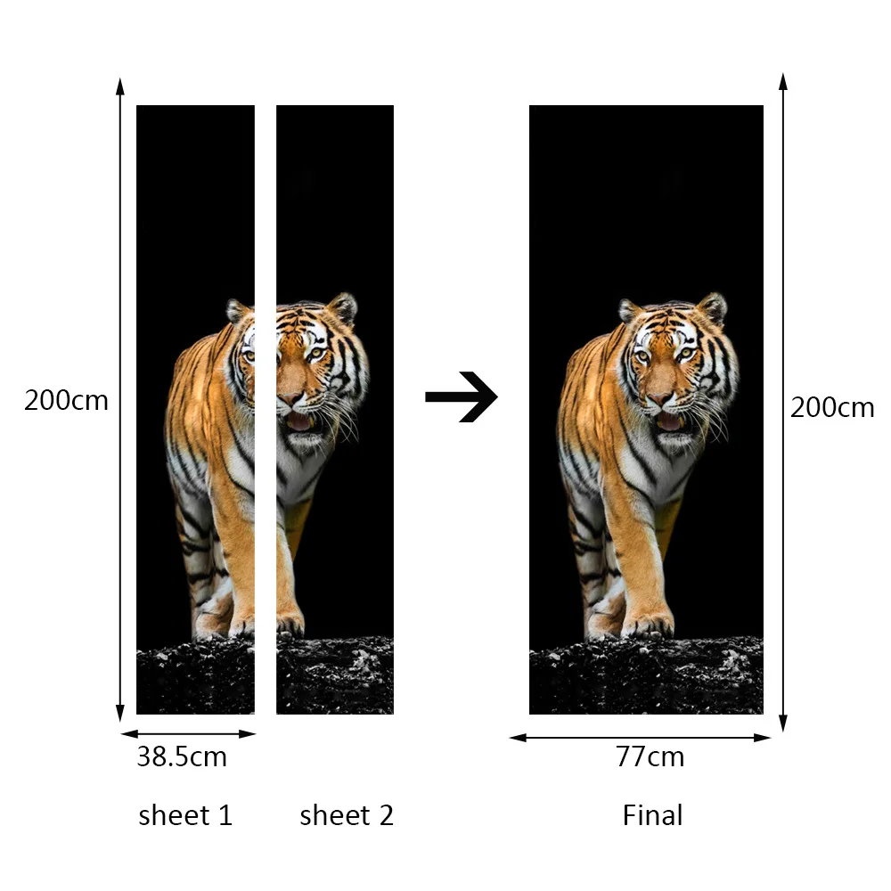 Fierce Tiger Door Stickers Diy Home Decor Art Mural Creative Vinyl Wallpaper Decals Self Adhesive Waterproof Door Decor Sticker