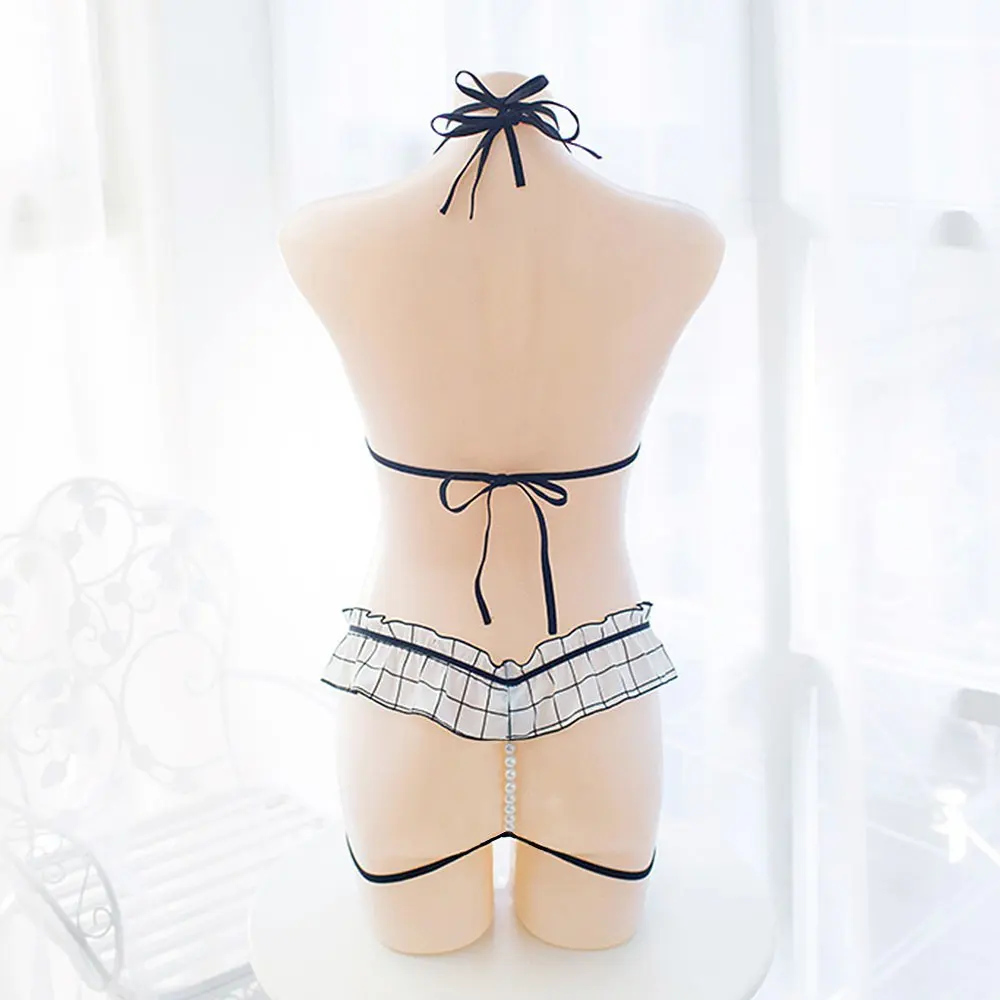 Женский сексуальный Аниме Бикини Набор милый костюм горничной Шотландка