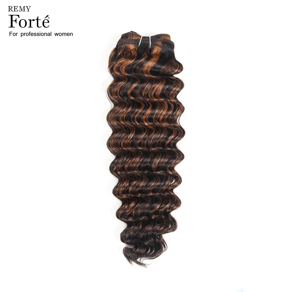 Remy Forte Deep Wave Bundles Remy Brazilian Hair Weave Bundles P4/27 P4/30 Human Hair Extension Single Bundles Hair Vendors - Цвет: P1B/30