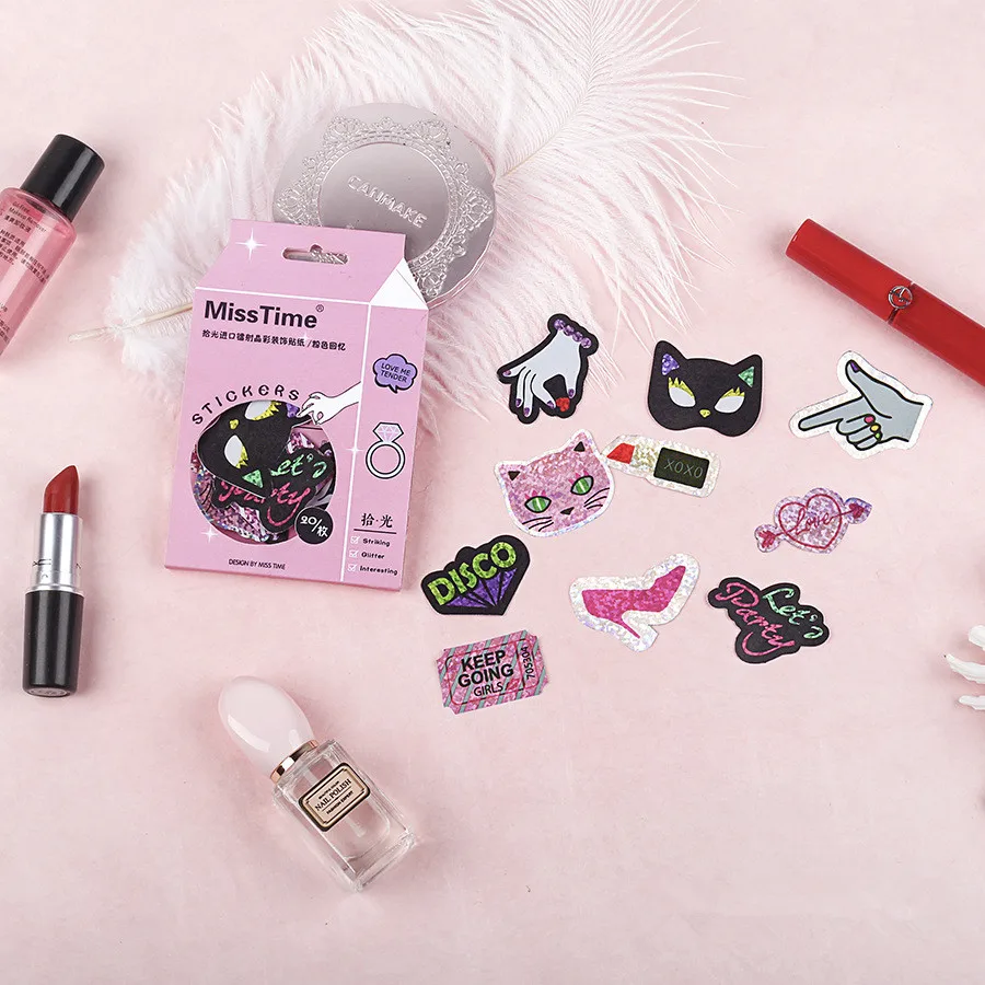 30 шт./упак. розовая бумага с лазерной памятью кристальная наклейка украшение