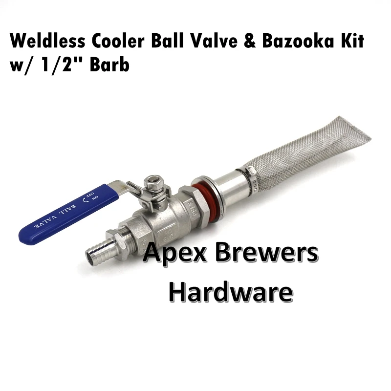Безшовный кулер Bazooka Kit экран 6 дюймов шаровой клапан 2 шт. шлангная Барба 1/2 дюйма