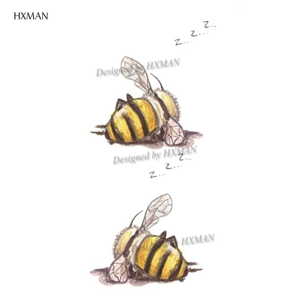HXMAN, 12 шт./партия, пчела, животные, временная татуировка, стикер для женский боди-арт, дети, дети, водонепроницаемые, рука, поддельные татуировки, 9,8X6 см, W12-35