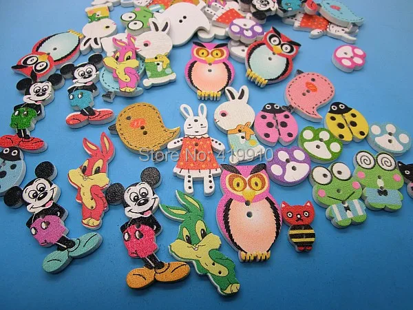 Бесплатная доставка 150 шт. смешанные деревянные пуговицы с 2 отверстиями и