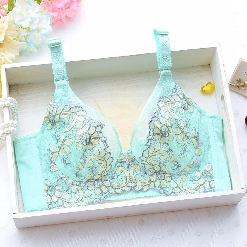 Baiclothing женская большая Размеры удобные 3/4 чашка на косточках мягкой кружевной бюстгалтер с цветами Для женщин белье 32 34, 36, 38, 40, 42, B, C, D, E, F