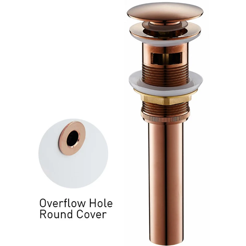 Pop up Drain for Bathroom Sink Vessel Vanity Rose Gold Solid Brass Assembly Replacement Kits Stopper Flip Top Overflow | Обустройство