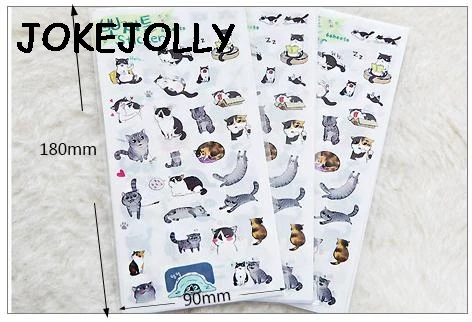 6 листов прозрачные ПВХ наклейки милый черный и белый Кот фото альбом для