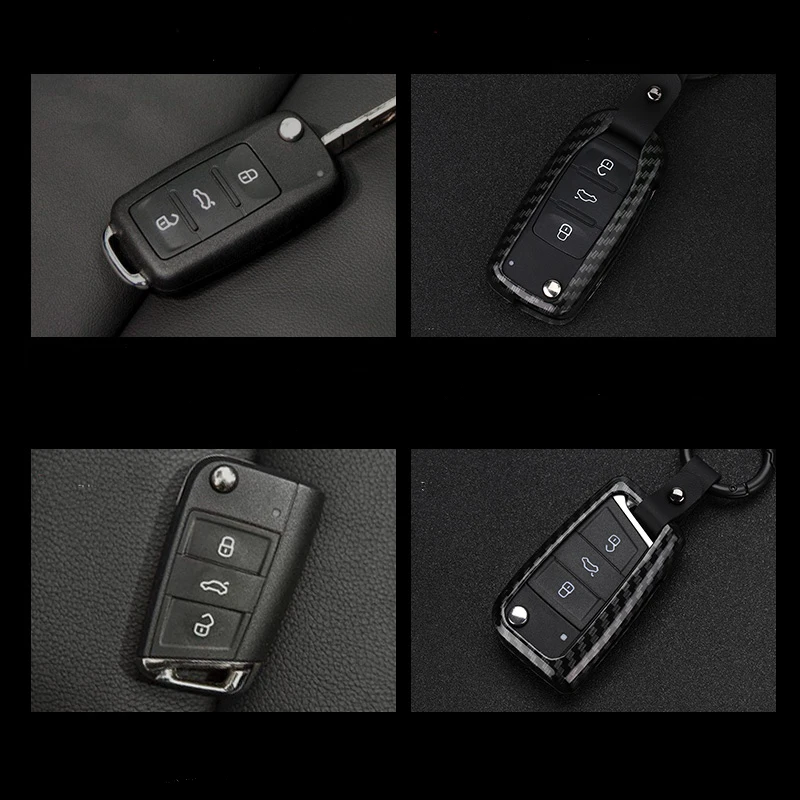 Чехол для автомобильного ключа со звездами из углепластика Volkswagen Polo Tiguan VW Passat