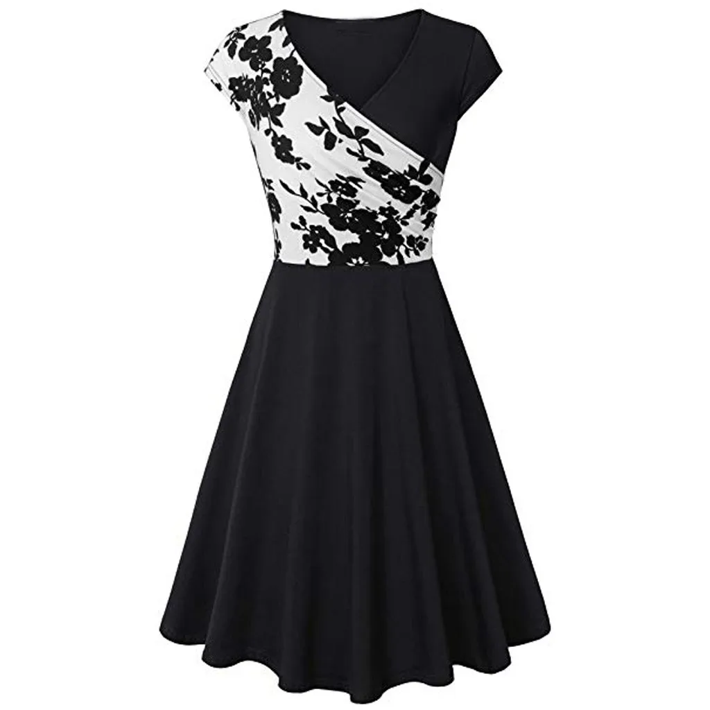 SAGACE Polyester Elegant Flared Dress Woman Empire Waist High Ladies Dresses Retro A-line | Женская одежда