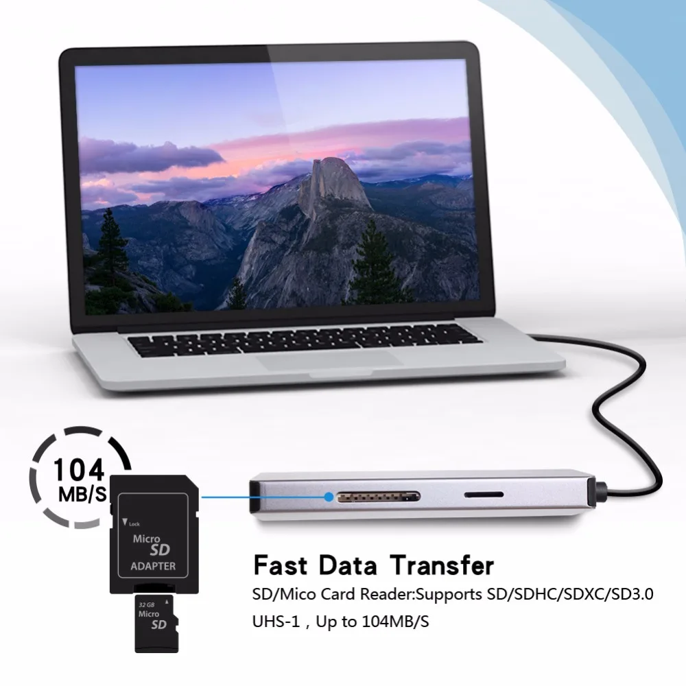 KUYiA USB C концентратор многопортовый Алюминиевый адаптер типа с 2 x 3 0 + 4K HDMI для MacBook