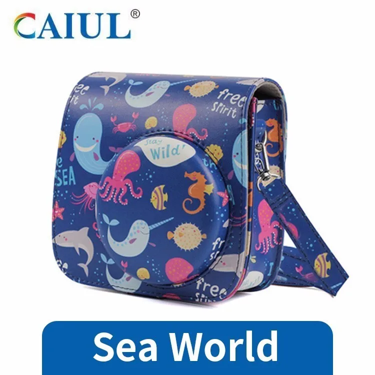 Sea World Fujifilm Instax mini чехол для камеры pu кожаный чехол с плечевым ремнем для Instax Mini 9 Mini 8 Mini 8+ мгновенная камера - Цвет: Sea World