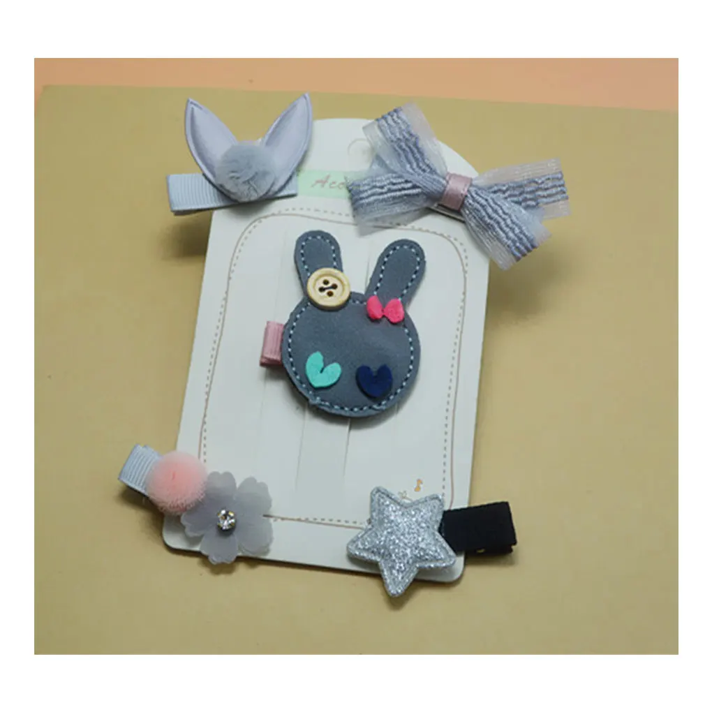 

5pcs Children Headwear Star Rabbit Ear Hairpins Barrettes Baby Fabric Bow Flower Headwear Hair clips Girls Headdress Accessories