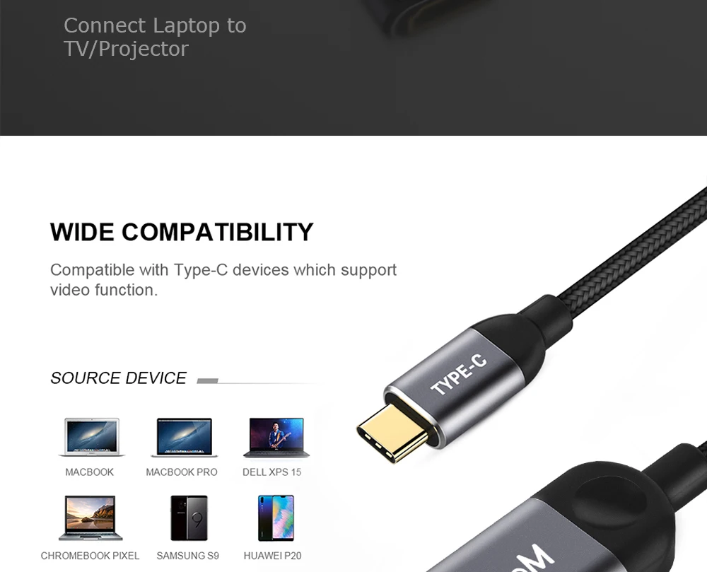 QGEEM USB C к HDMI Кабель-адаптер 4 к 30 Гц тип-c к HDMI для huawei mate 20 macBook pro ipad pro galaxy S9 HDMI USB-C кабель