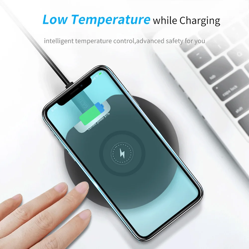 FDGAO ультра тонкий 10 W Qi Беспроводной Зарядное устройство для iPhone X XS Max XR 8 быстро