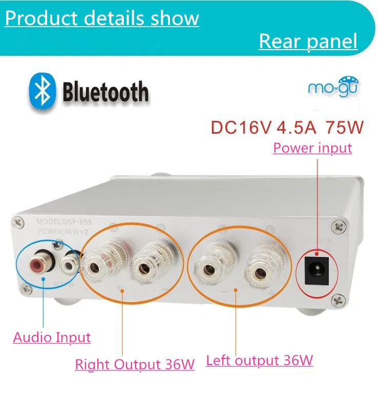 KYYSLB DC16V 4.5A 36 Вт * 2 0 канала Fever HiFi мини DSP усилитель Bluetooth Настольный цифровой