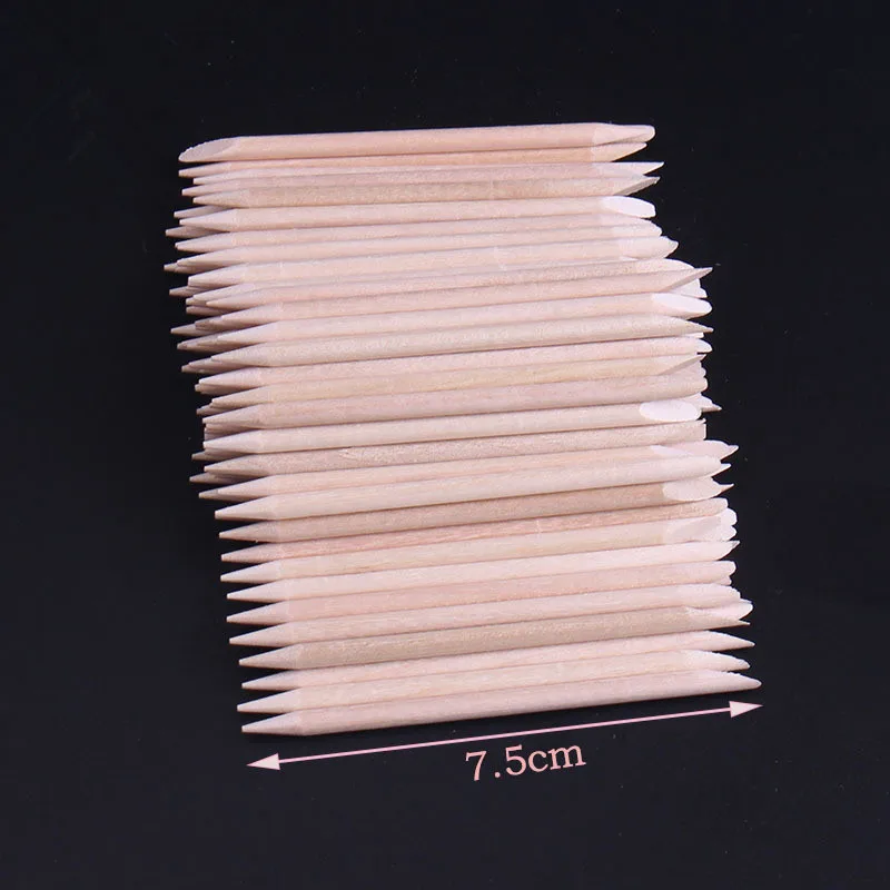 100 pcs Wooden Cuticle Pusher Nail Art Cuticle Remover Orange Wood Sticks For Cuticle Removal Manicure Nail Art Tools