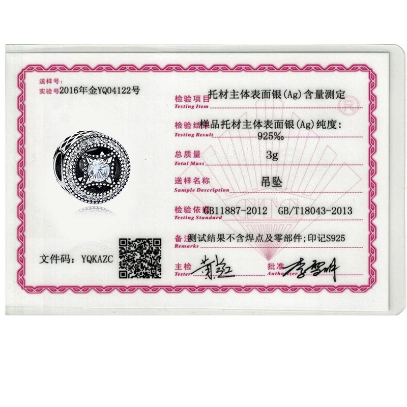 

BELAWANG Real 925 Sterling Silver Round Bead with Sparking Austrian Crystal Fit Charm Bracelet for Women DIY Jewelry Accessories