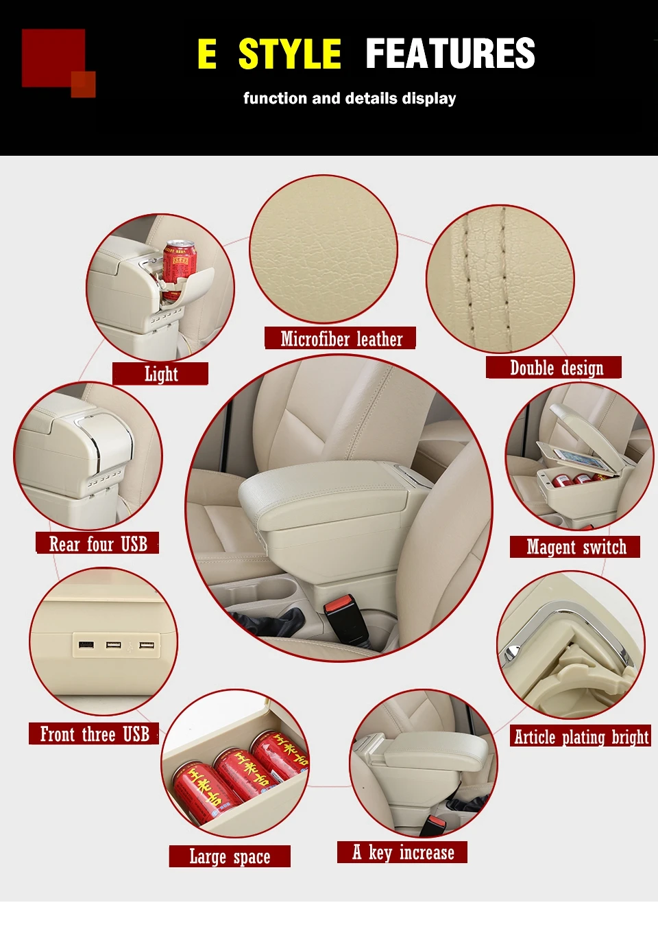 Для Ford Focus 2 Mk2 2005-2011 подлокотник коробка вращающийся из искусственной кожи центральный ящик для хранения с подстаканником пепельница USB в