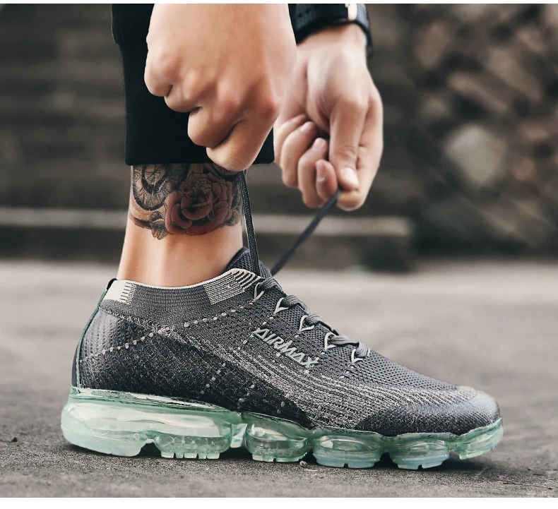 Мужские кроссовки; женская обувь для бега; Vapormax_ ; дышащая обувь с максимальной подушкой; Повседневная сетчатая обувь; увеличивающая рост; цвет белый, черный
