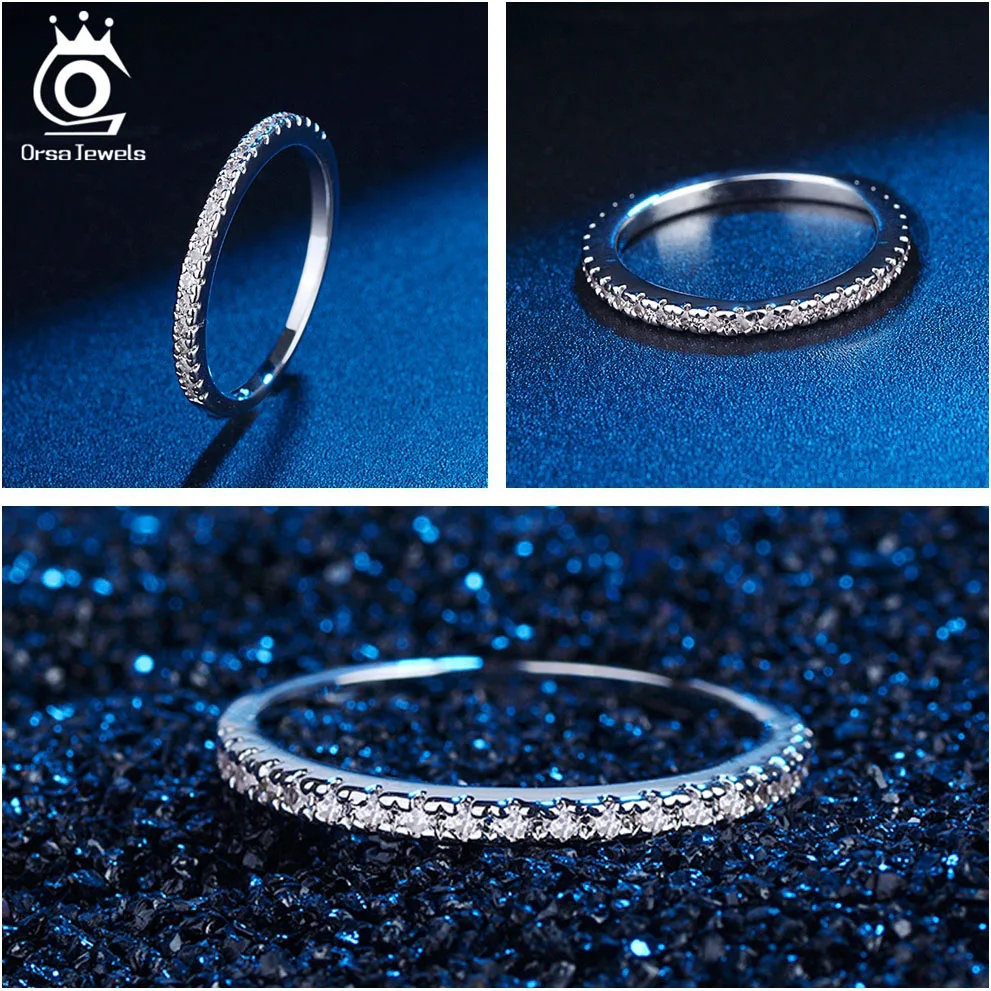 ORSA JEWELS, женские кольца из твердого 925 пробы серебра, аксессуары, микро инкрустированное красочное циркониевое кольцо, S925 серебро, хорошее ювелирное изделие OSR63