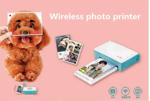 Портативный мини карманные фотопринтер Беспроводной смартфон Цвет печати синий
