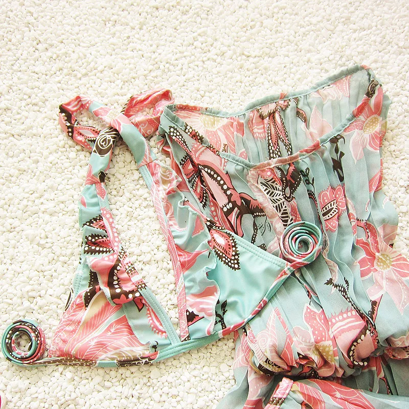 Купальник бикини с цветочным принтом 3 шт./компл.|swimsuit cute|print printswimsuit piece |