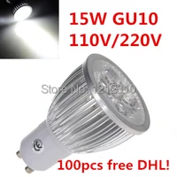 100pcslot cree gu10 led 15w bulb gu10 socket led lamp led light led spotlight 85 265v cerohs warmcool whitedhlems shipping