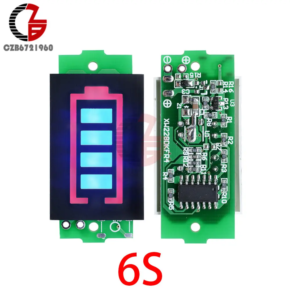 6S 1 S/2 S/3 S/4S/6 S/7 S емкость литиевой батареи Вольтметр с индикатором синий светодиодный дисплей Автомобильный мотоцикл измеритель напряжения - Цвет: 6S