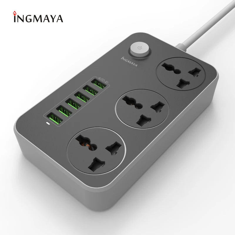 INGMAYA зарядное устройство с 6 портами USB 3.4A 3 розетки мощность полосы 2500 Вт