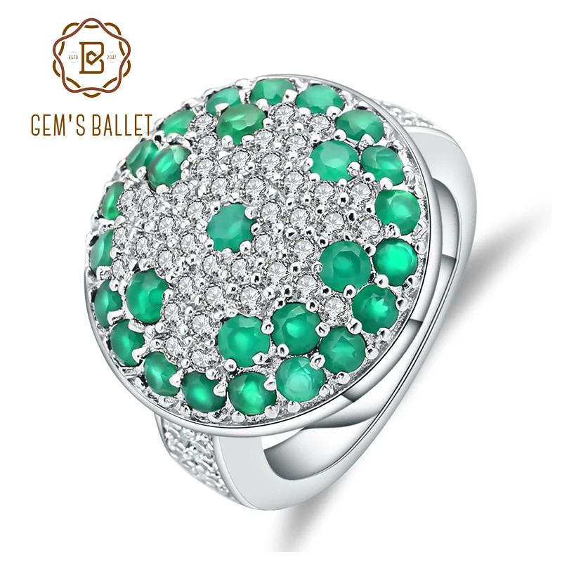 Женское кольцо для коктейлей gemb's BALLET натуральный камень агат из серебра 925