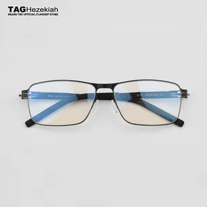 Мужская квадратная оправа для очков, металлическая оправа из нержавеющей стали, по рецепту для очков для коррекции близорукости