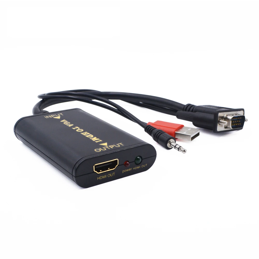 Elistooop Portable Plug and play VGA To HDMI Output 1080P HD Audio TV AV HDTV PC Video Cable VGA2HDMI Converter Adapter | Электроника