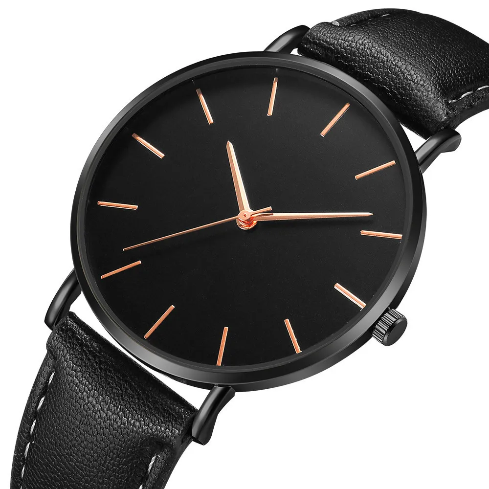 

Geneva Mens Watch Ultra-thin Men Date Alloy Case Synthetic Leather Analog Quartz Sport Business Watch Relogio Masculino Y5