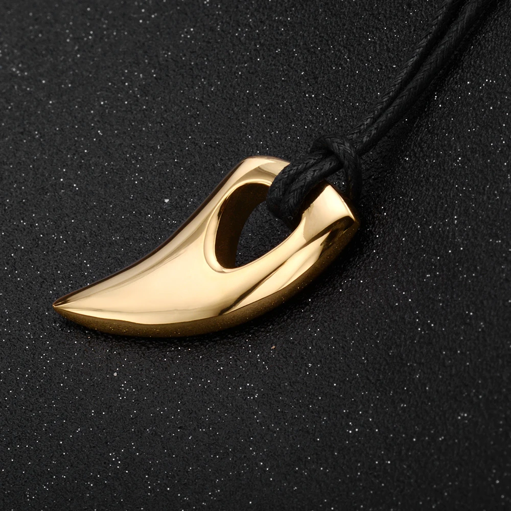 QFDZ117 Mens Necklace Collar Largo Titanium Necklaces &amp Pendants Colgante Hombre Oxhorn Sieraden Custom Wolf Teeth | Украшения и