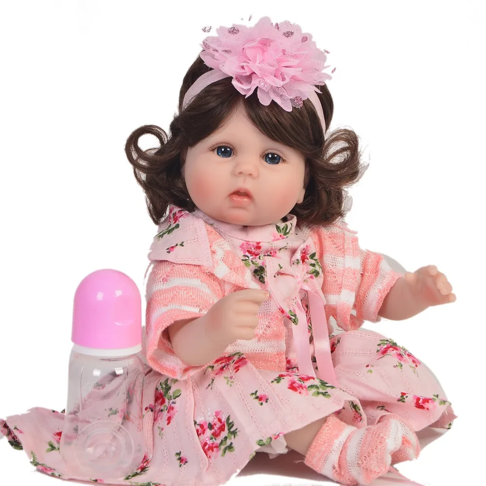 

18"43cm curly girl silicone reborn baby doll toys for children new year gift super realistic Bebes reborn bonecas