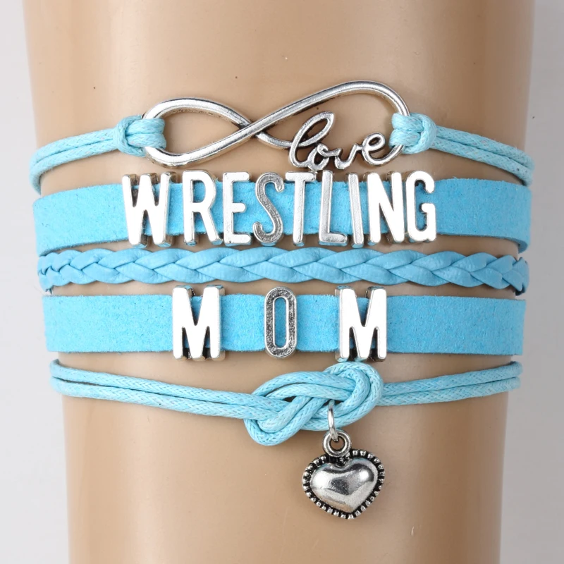 NCRHGL Бесконечность любовь Wrestling MOM браслеты сердце Шарм ручной работы pu кожаный