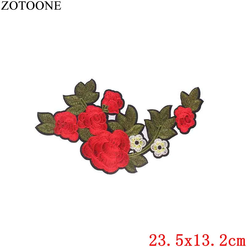 ZOTOONE патч для одежды 1 шт. большой красный цветок розы вышитый патч DIY Железо На пришить ткань ремонт одежды для свадьбы патч