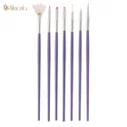7 шт., кисти для рисования на ногтях с фиолетовой ручкой