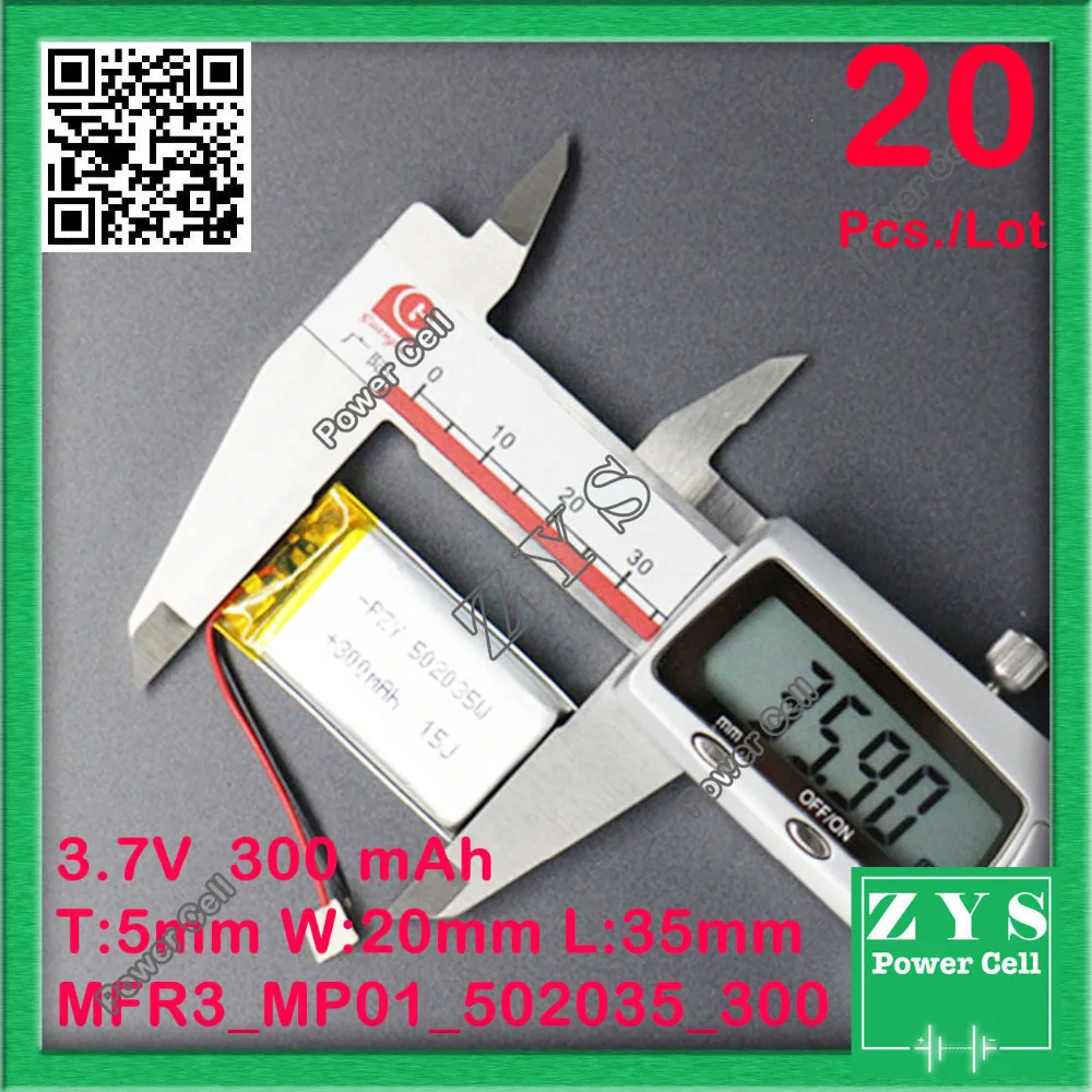 20 pcs/Lot Polymer battery 300 mah 3.7 V 502035 smart home MP3 speakers Li-ion for dvr GPS mp3 mp4 052035 300mah | Компьютеры и офис