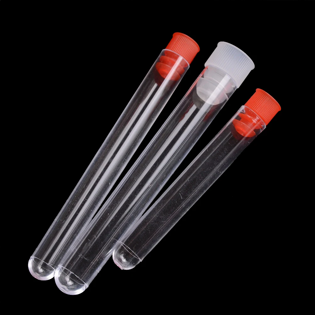

10Pcs new 15*100mm Transparent Laboratory Test Tubes With Lids Vial Sample Containers