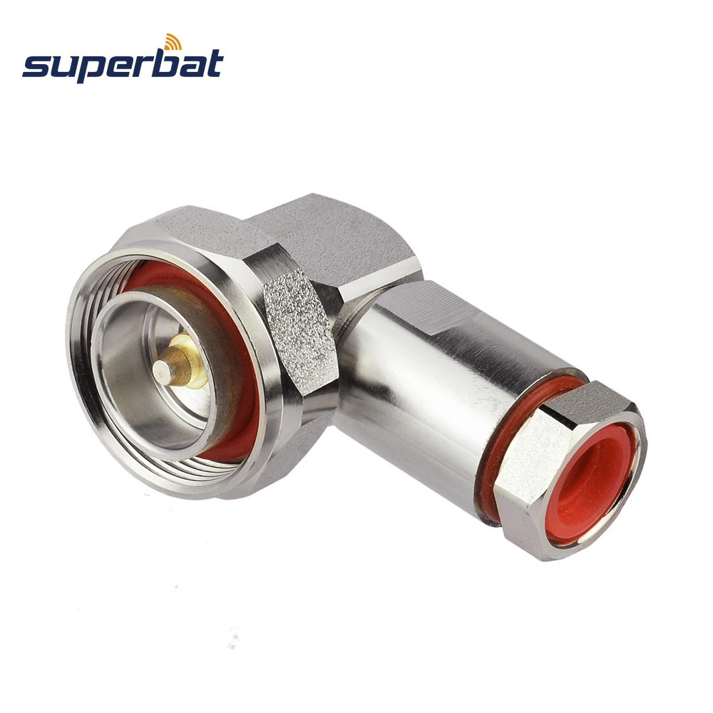 Superbat 7/16 DIN Male Center Right Angle Clamp for 1/2 Flexible Cable RF Coaxial Connector Cable Mount